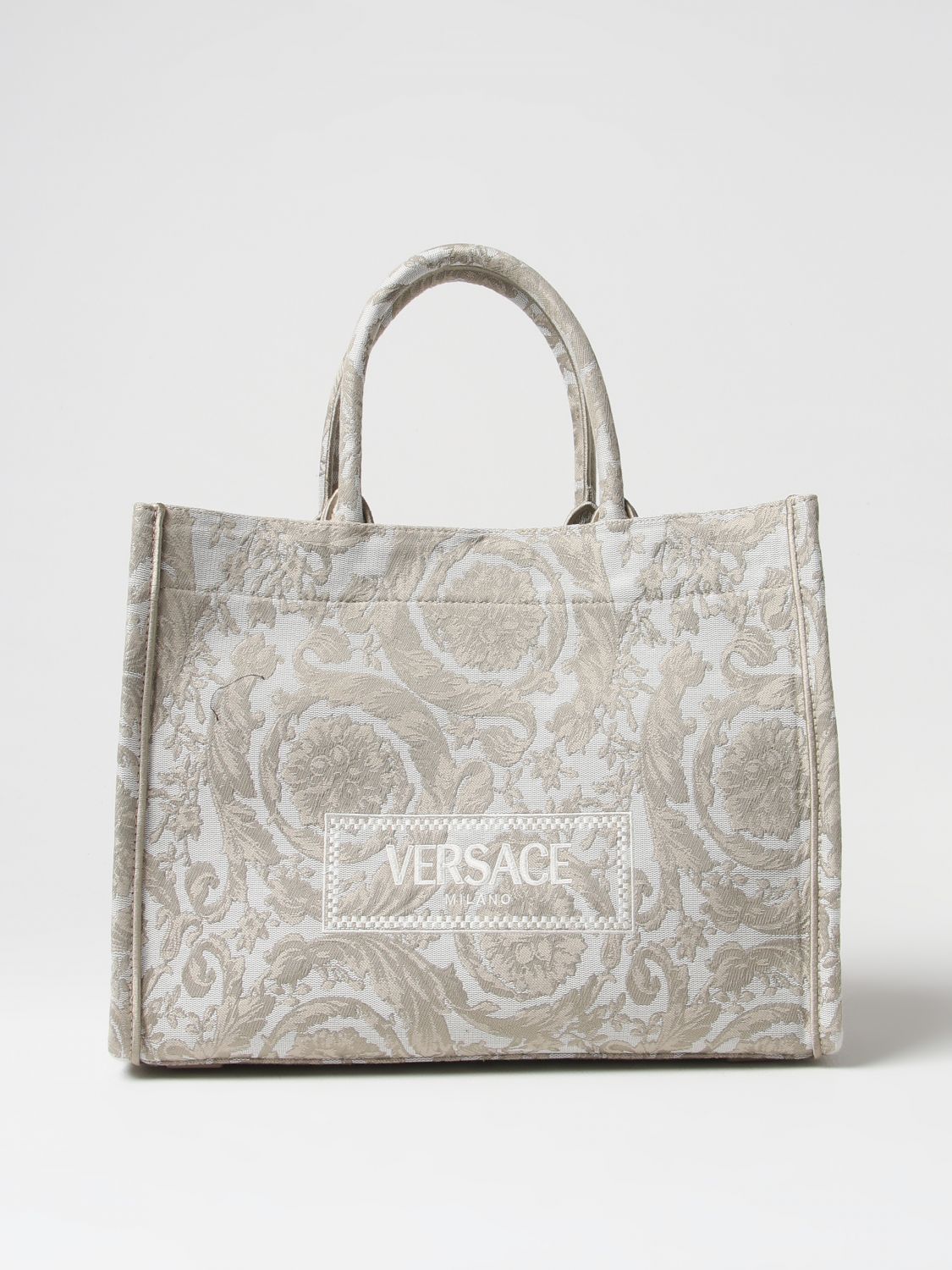 Shop Versace Tote Bags  Woman Color Beige