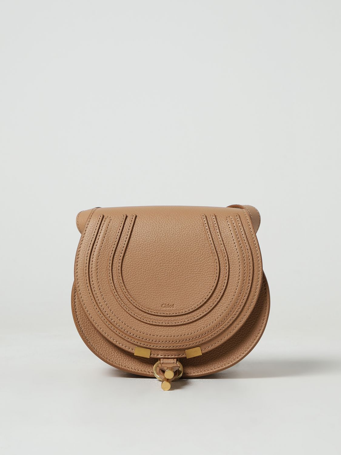 Chloé Marcie  Bag In Grained Leather In Camel