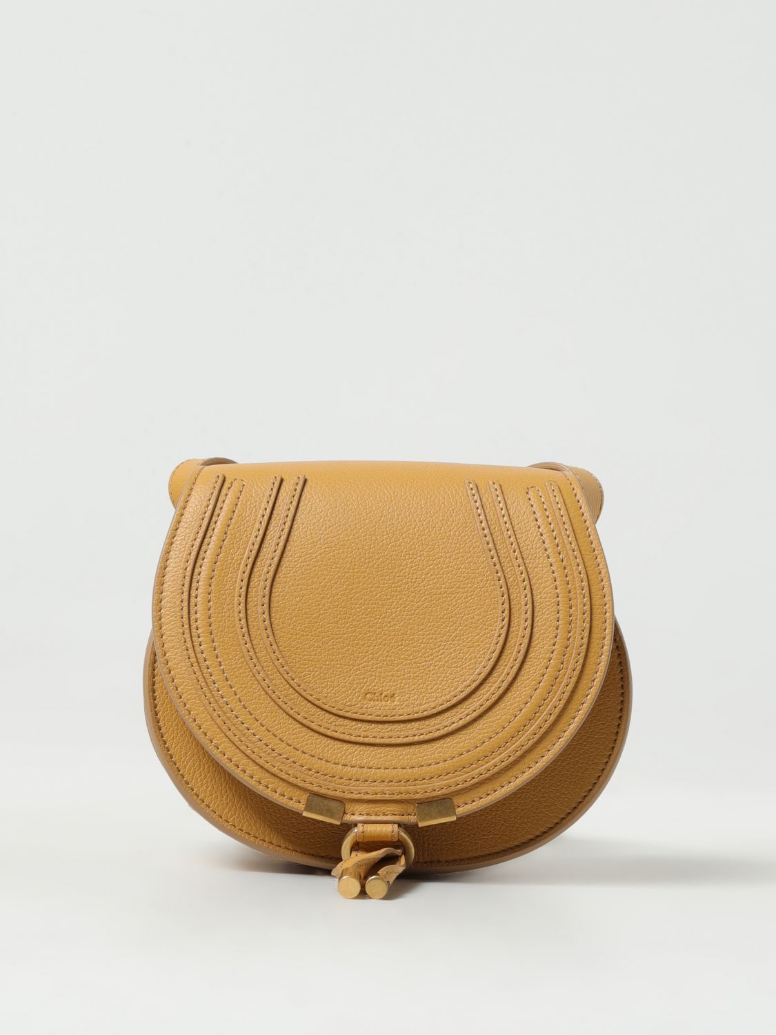 Chloé Marcie  Bag In Grained Leather In Honey
