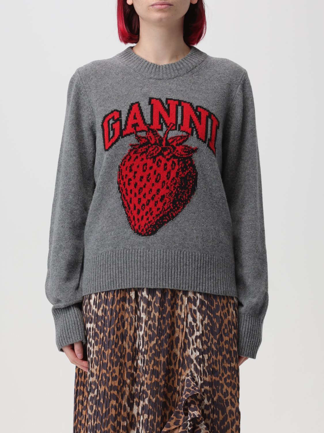 Shop Ganni Sweater  Woman Color Grey