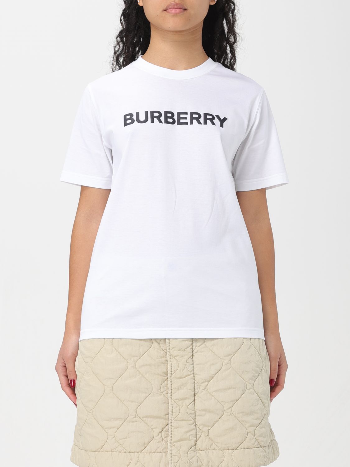 Shop Burberry T-shirt  Woman Color White