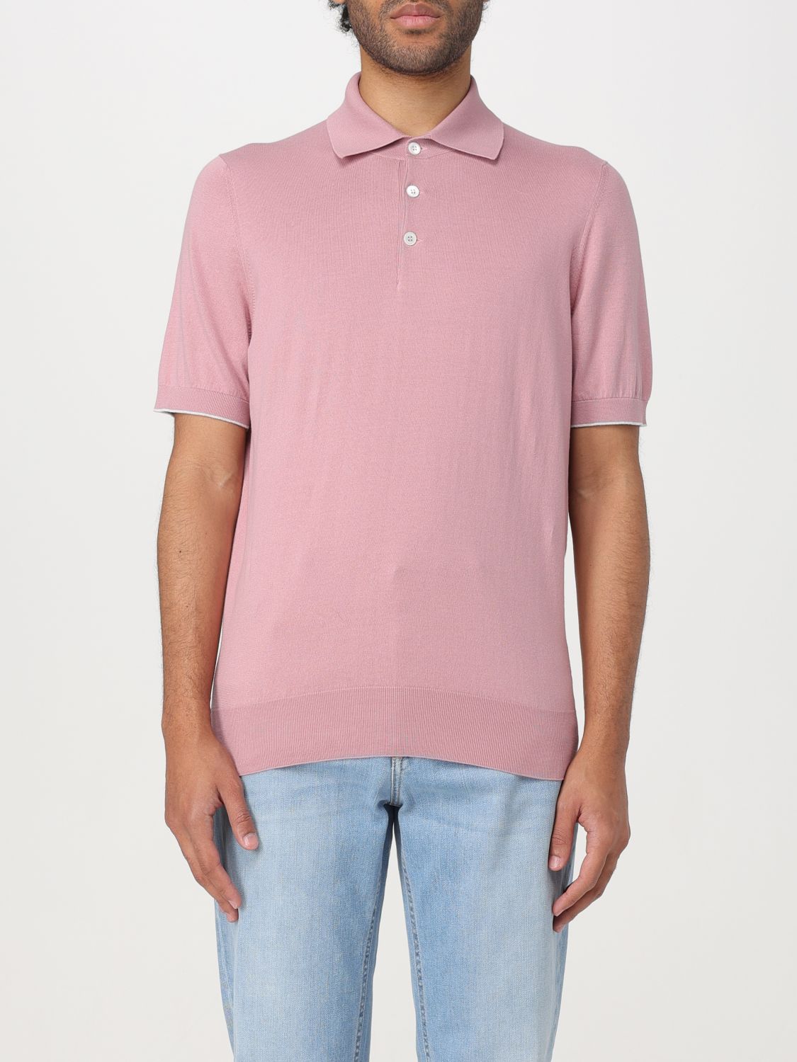 Shop Brunello Cucinelli Polo Shirt  Men Color Pink