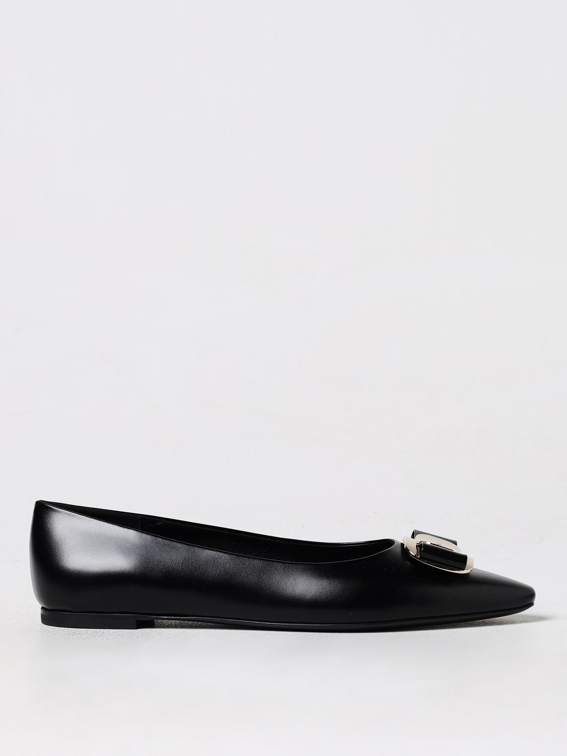 Shop Ferragamo Ballet Flats  Woman Color Black In 黑色