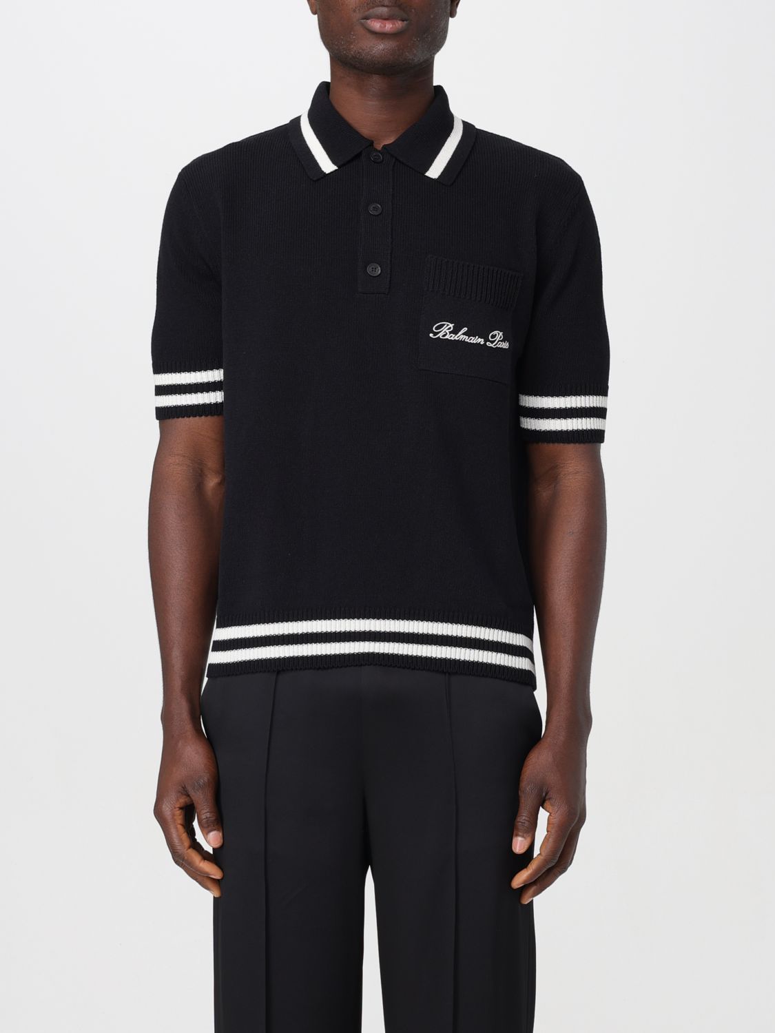Shop Balmain Polo Shirt  Men Color Black In 黑色
