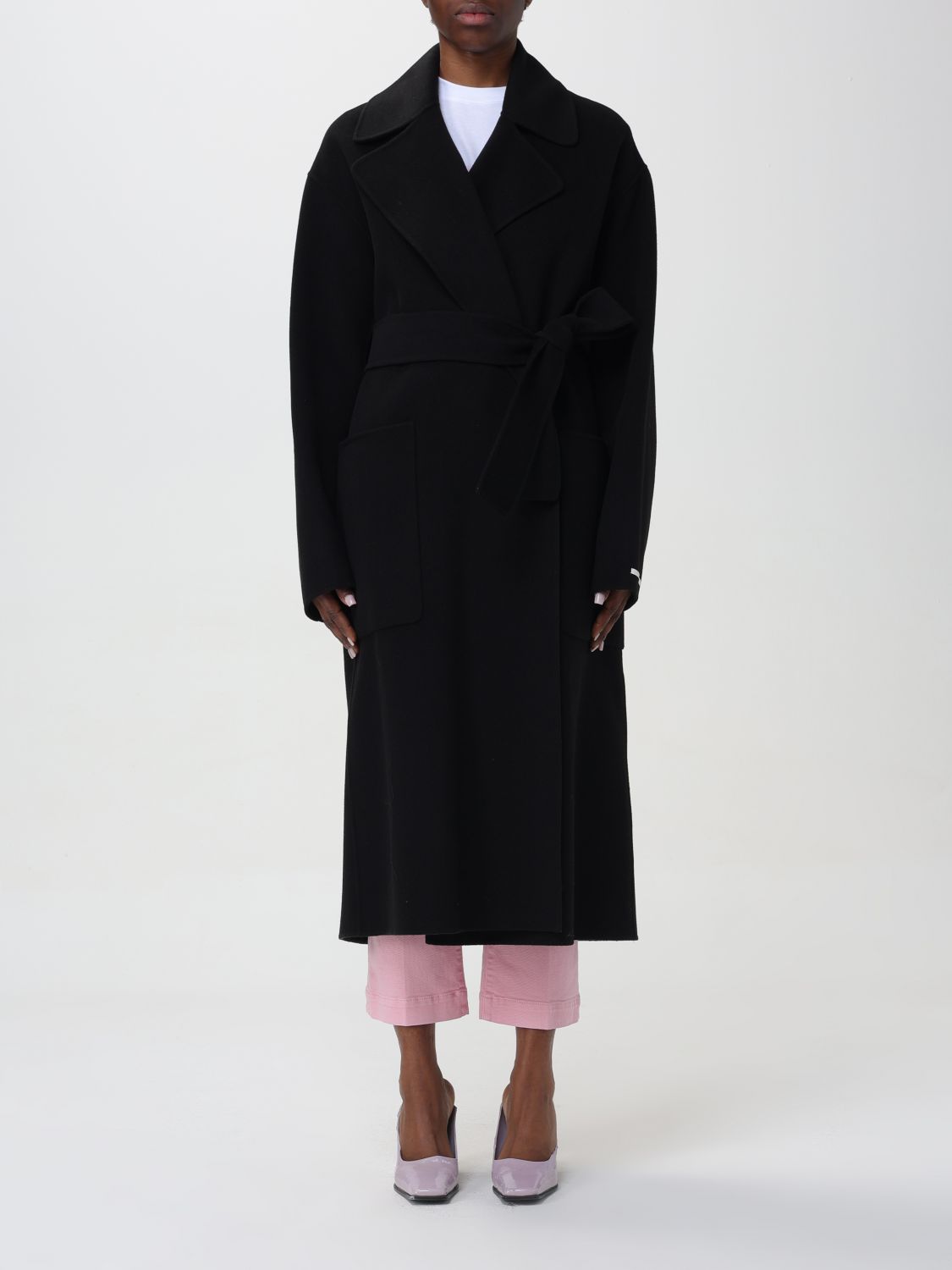 Shop Sportmax Coat  Woman Color Black