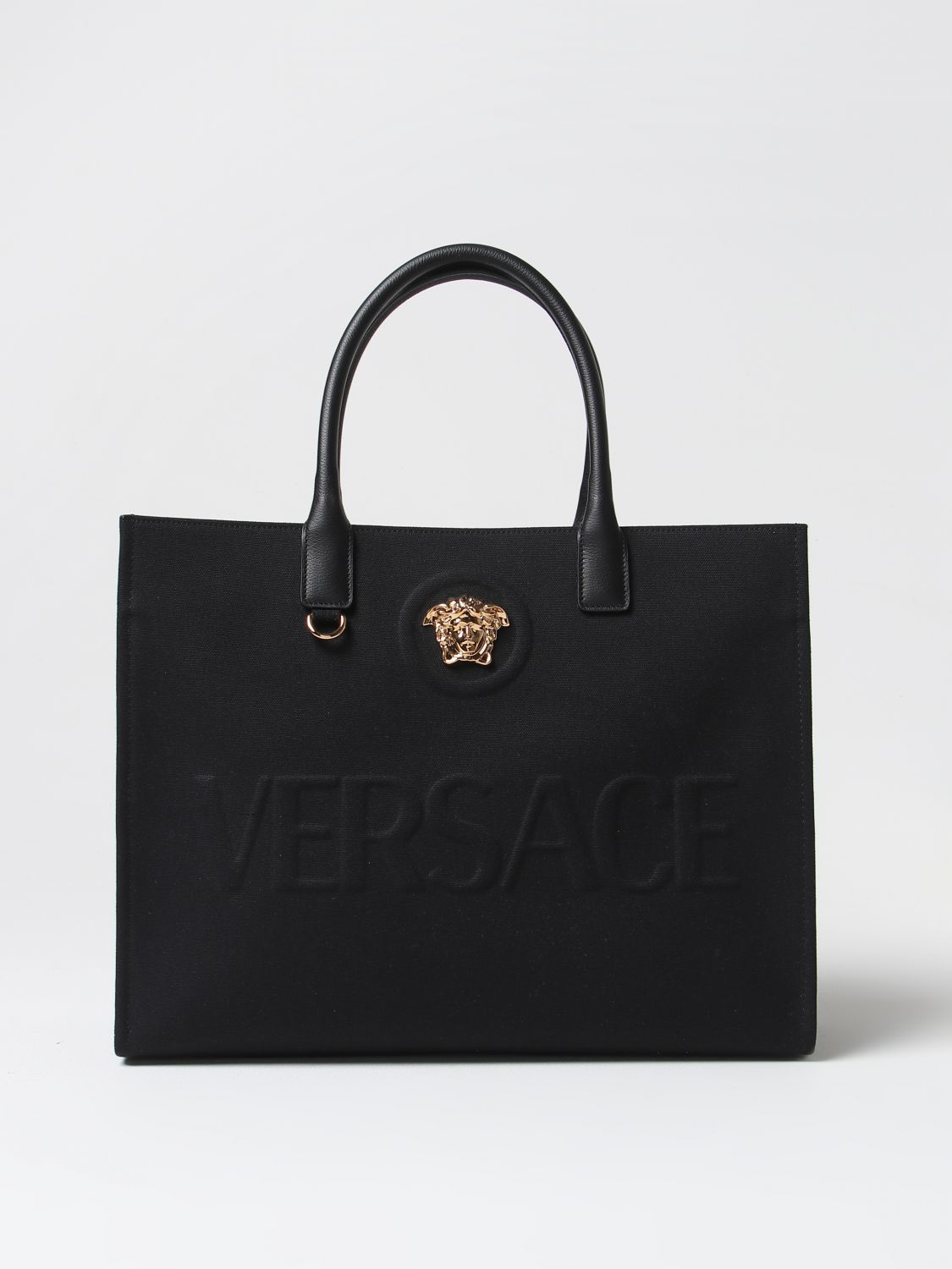 Shop Versace Tote Bags  Woman Color Black