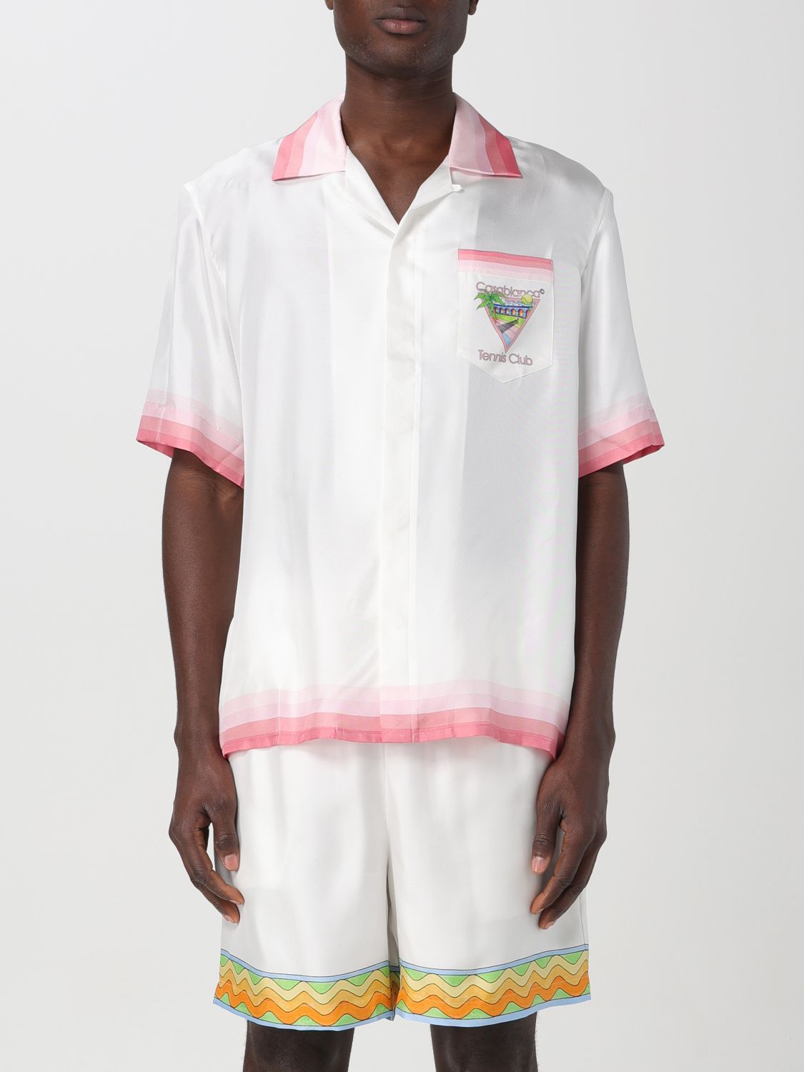 Shop Casablanca Shirt  Men Color Pink
