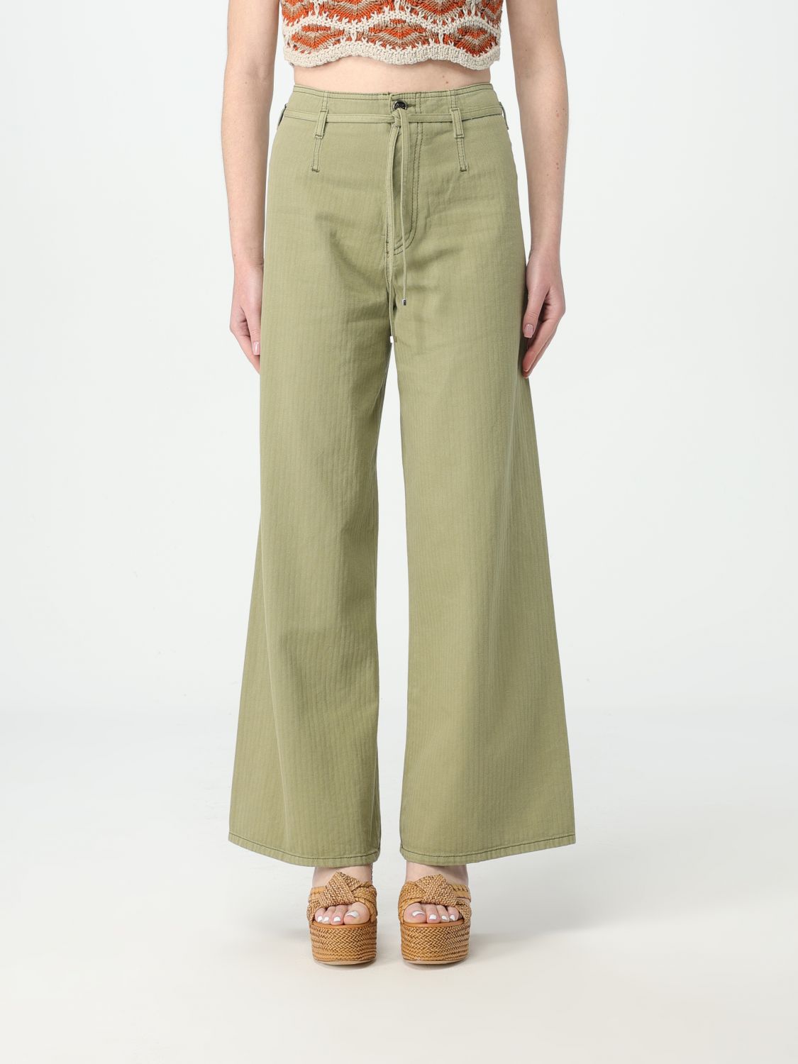 Shop Etro Jeans  Woman Color Green In 绿色