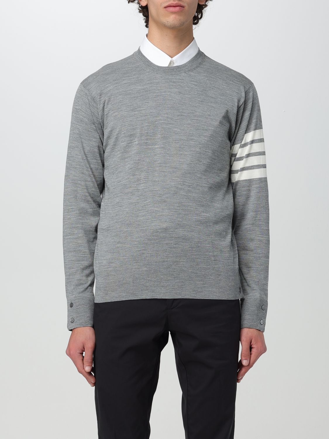 THOM BROWNE SWEATER THOM BROWNE MEN COLOR MOUSE GREY F13369041