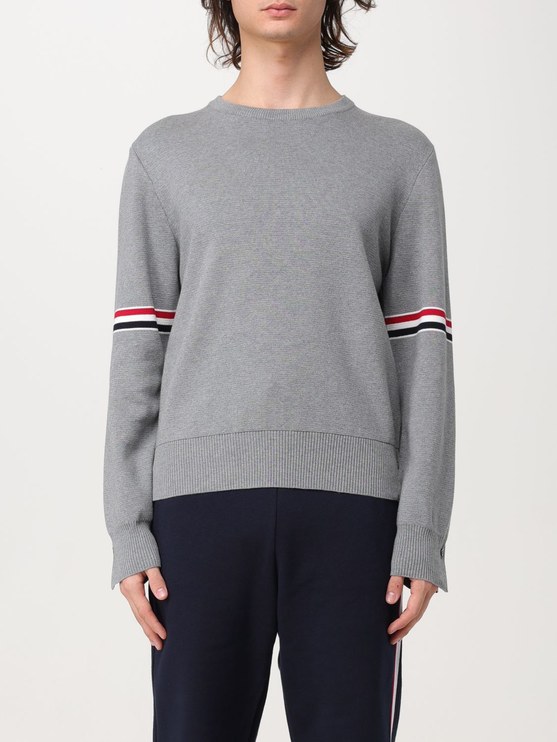 Thom Browne Milano Stitch Crew Neck Pullover In Grey