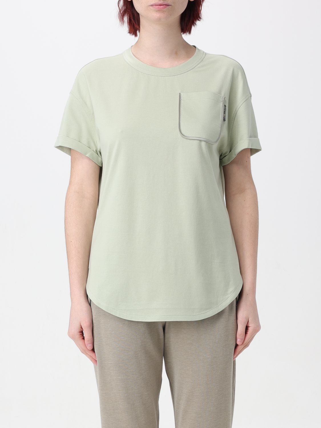 Shop Brunello Cucinelli T-shirt  Woman Color Green
