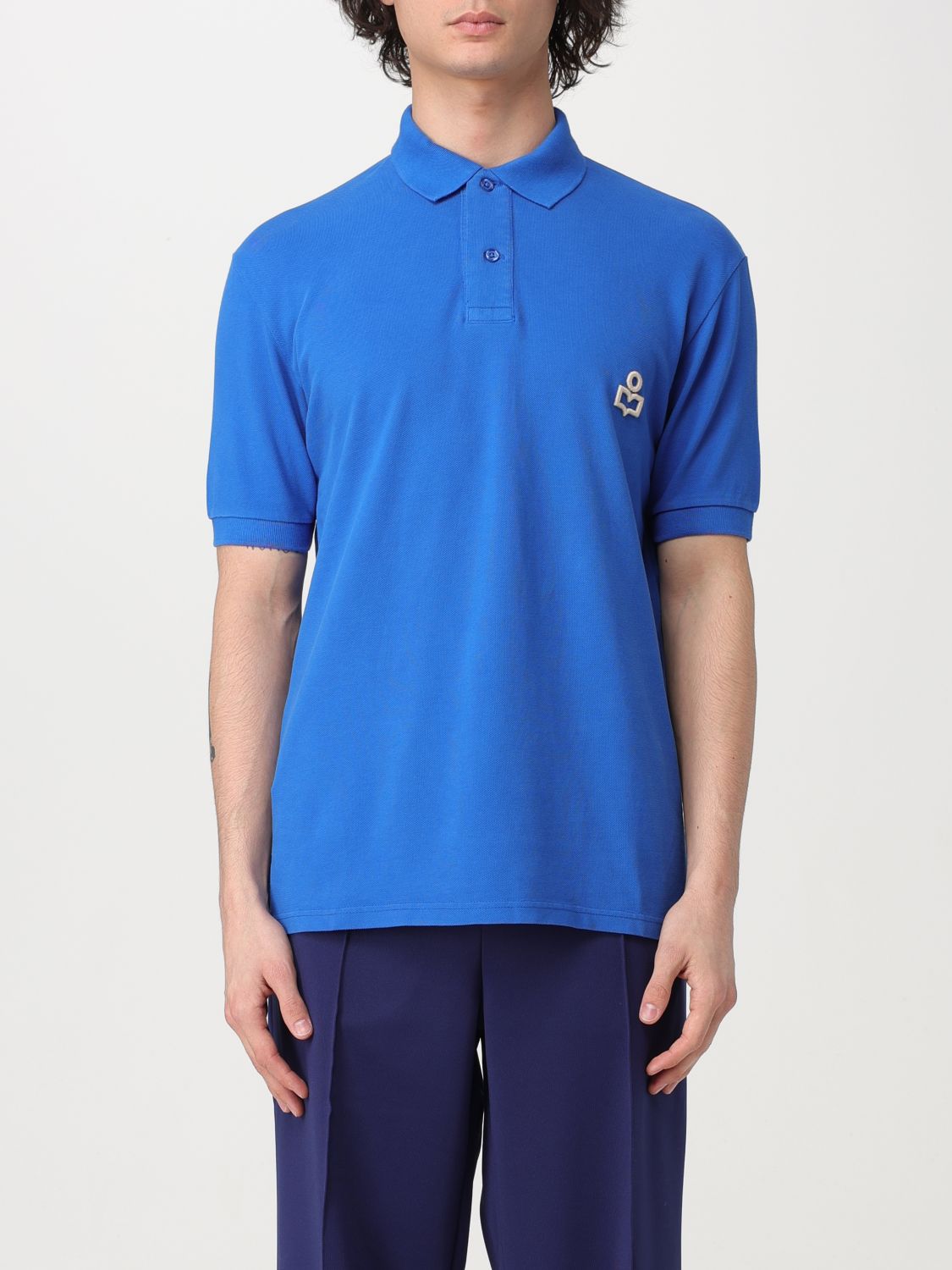 Shop Isabel Marant Polo Shirt  Men Color Blue