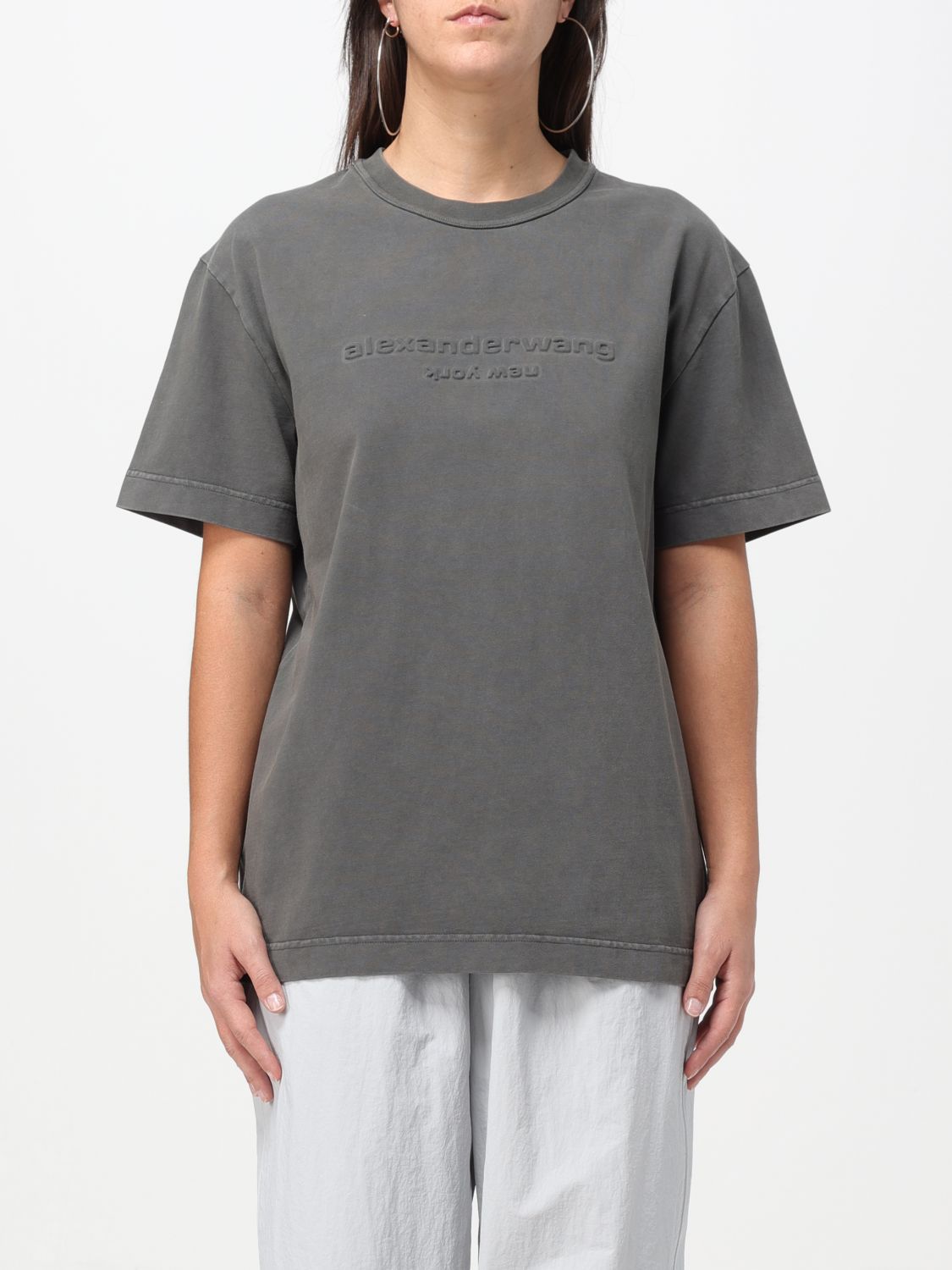 Shop Alexander Wang T-shirt  Woman Color Grey
