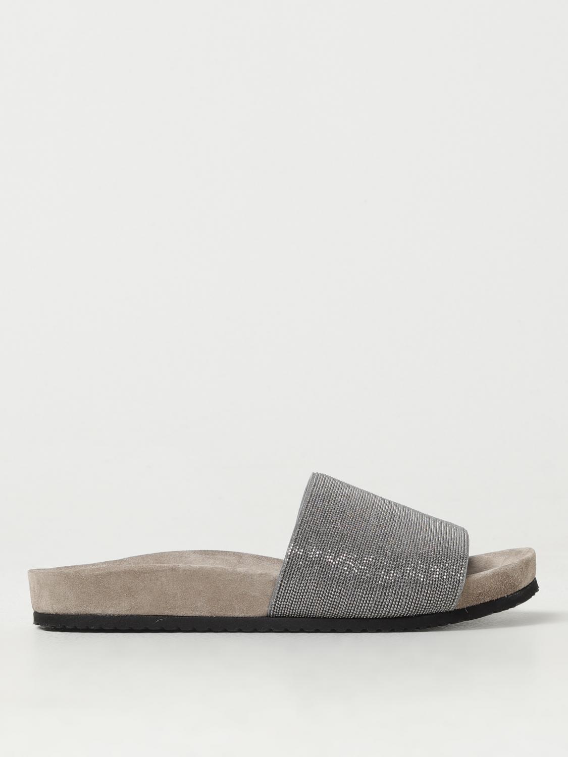 Flat Sandals BRUNELLO CUCINELLI Woman colour Silver