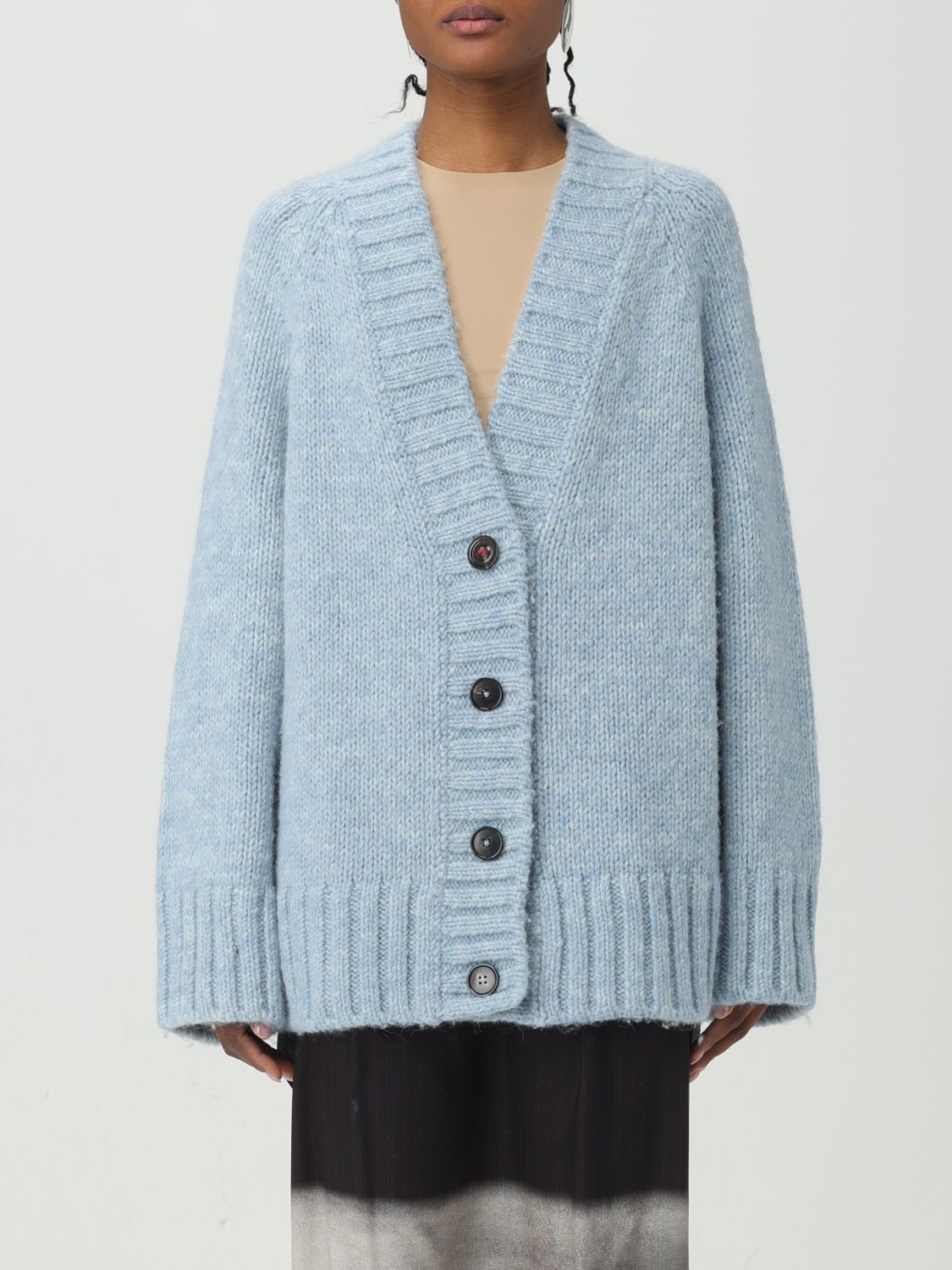 Shop Maison Margiela Cardigan  Woman Color Gnawed Blue