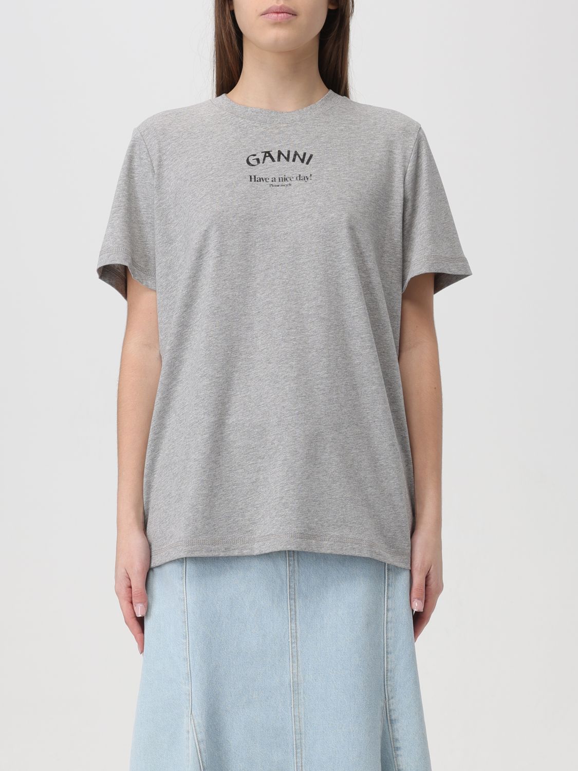 Ganni T-shirt  Woman Colour Grey