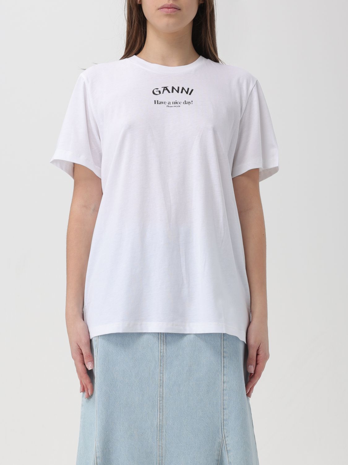 Shop Ganni T-shirt  Woman Color White