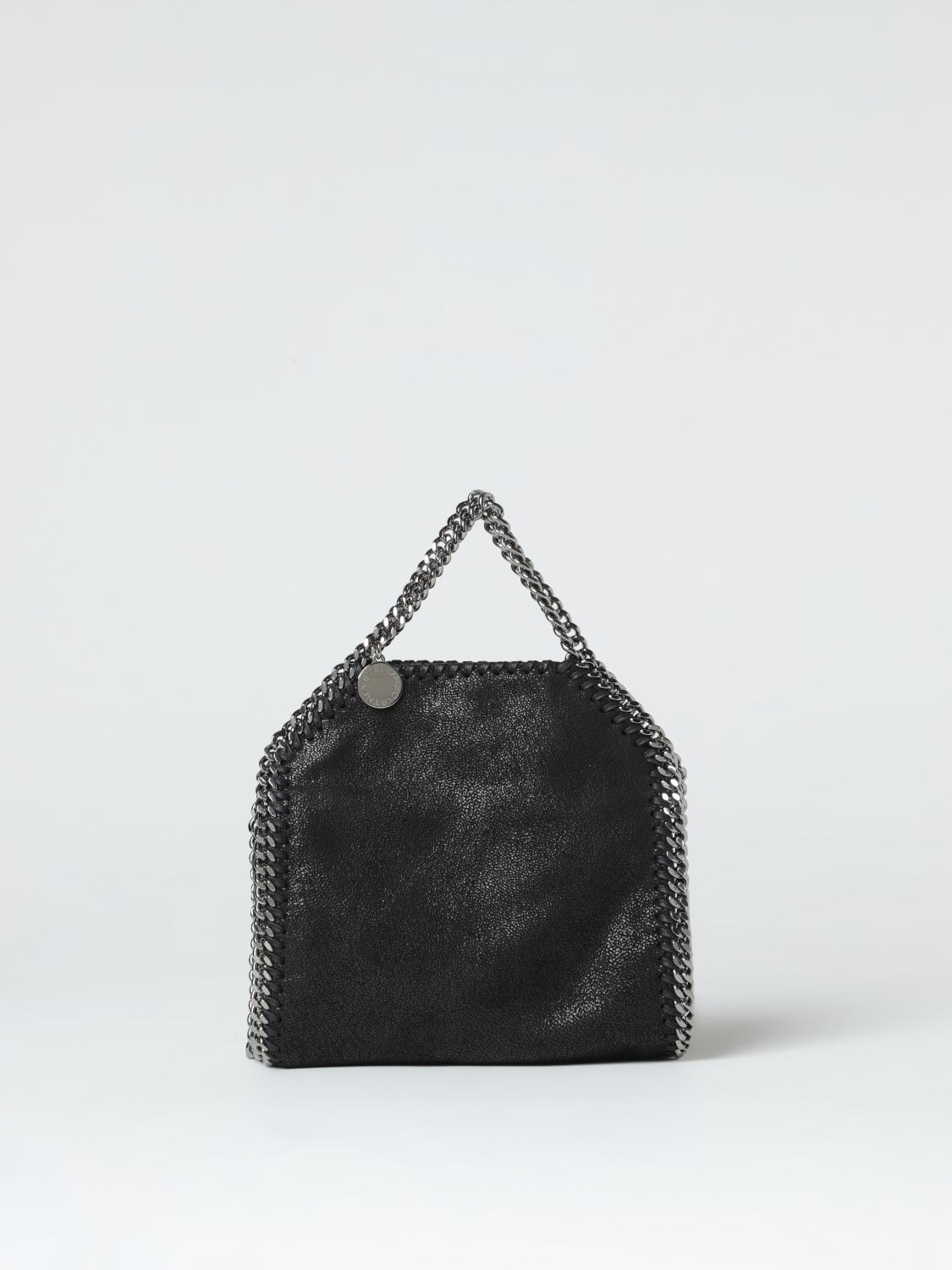 Stella Mccartney Falabella Mini Tote In Metallic Black Vegan Leather In Black