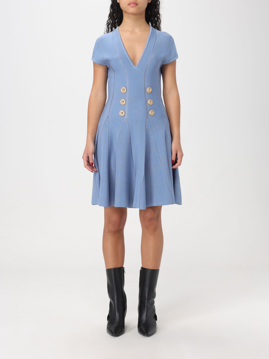 Shop Balmain Dress  Woman Color Blue