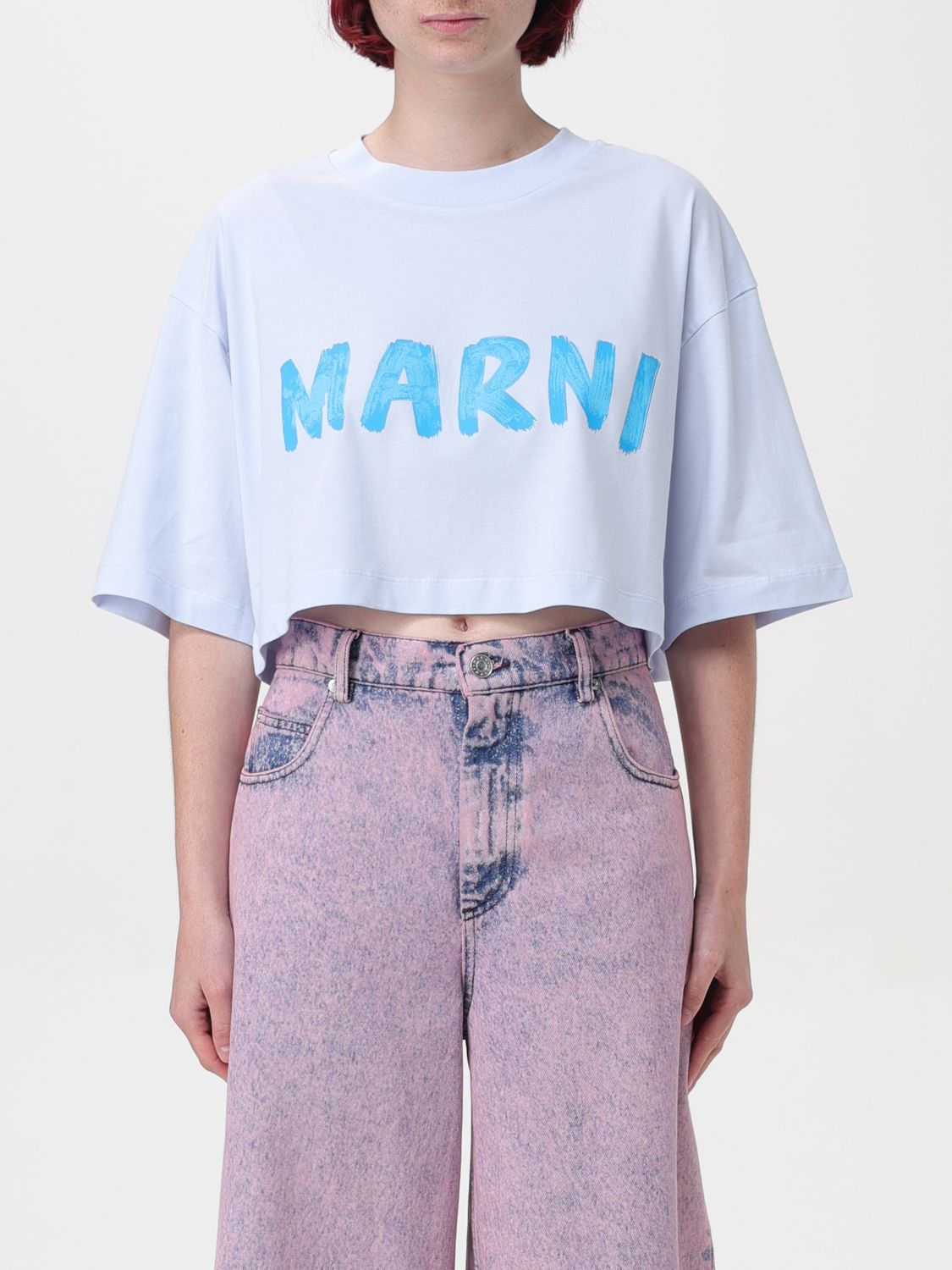 Shop Marni T-shirt  Woman Color Sky Blue In 天蓝色