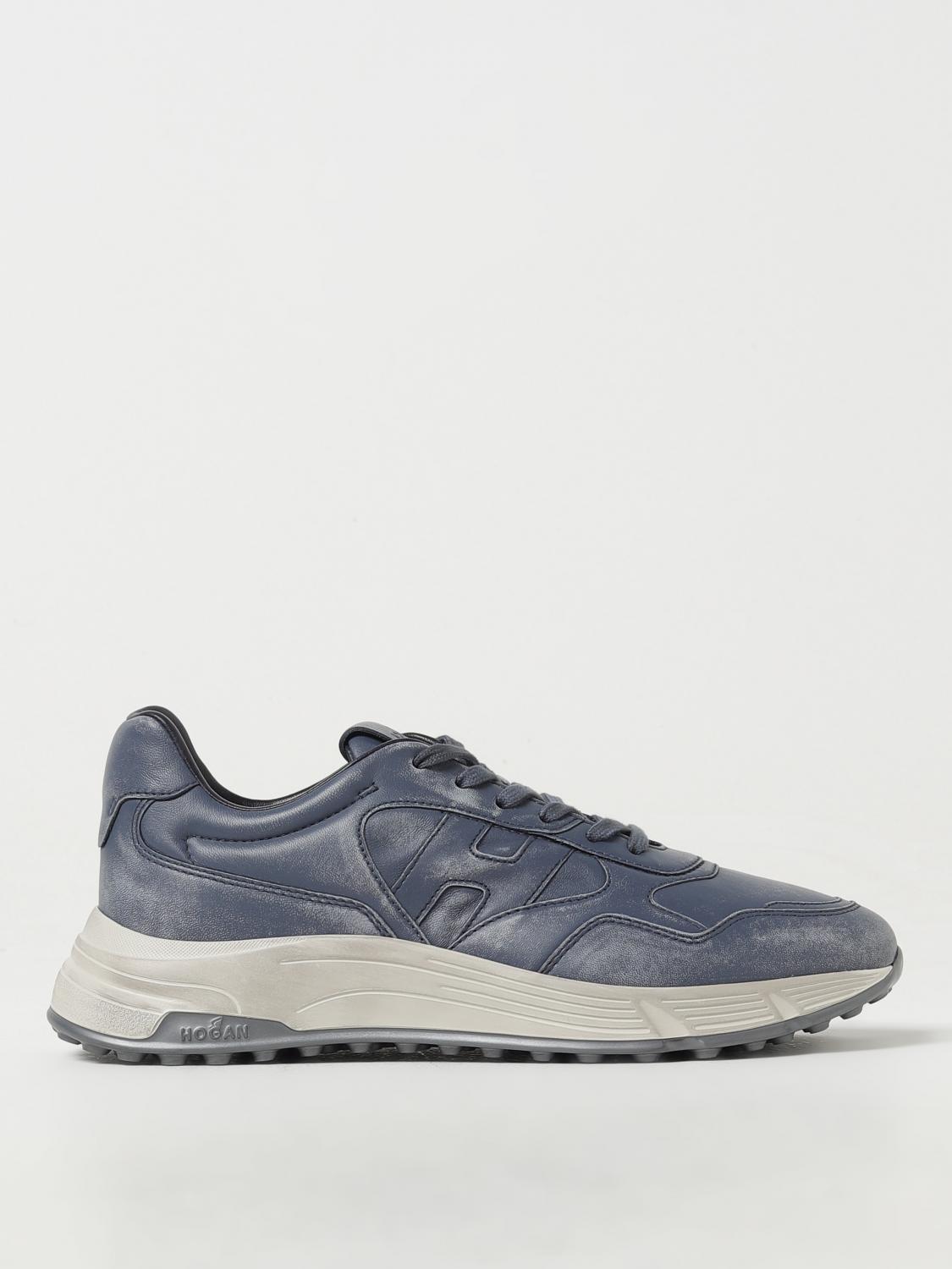 Hogan Hyperlight Distressed Leather Sneakers In Denim