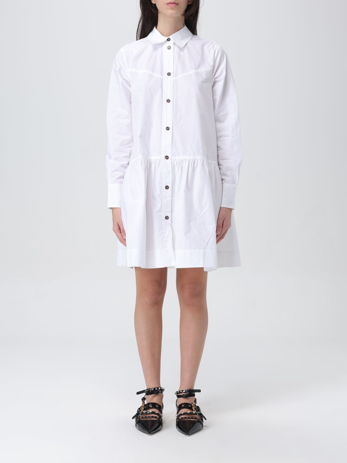 Shop Ganni Dress  Woman Color White
