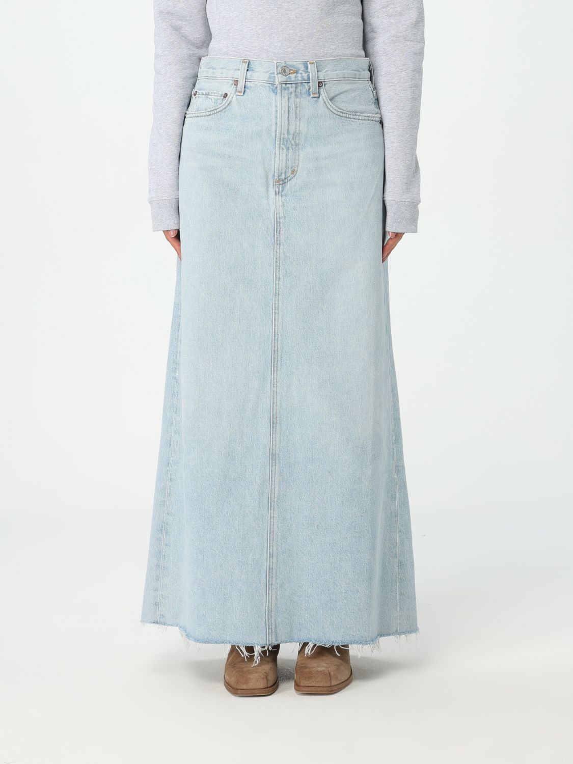 Shop Agolde Skirt  Woman Color Blue In 蓝色