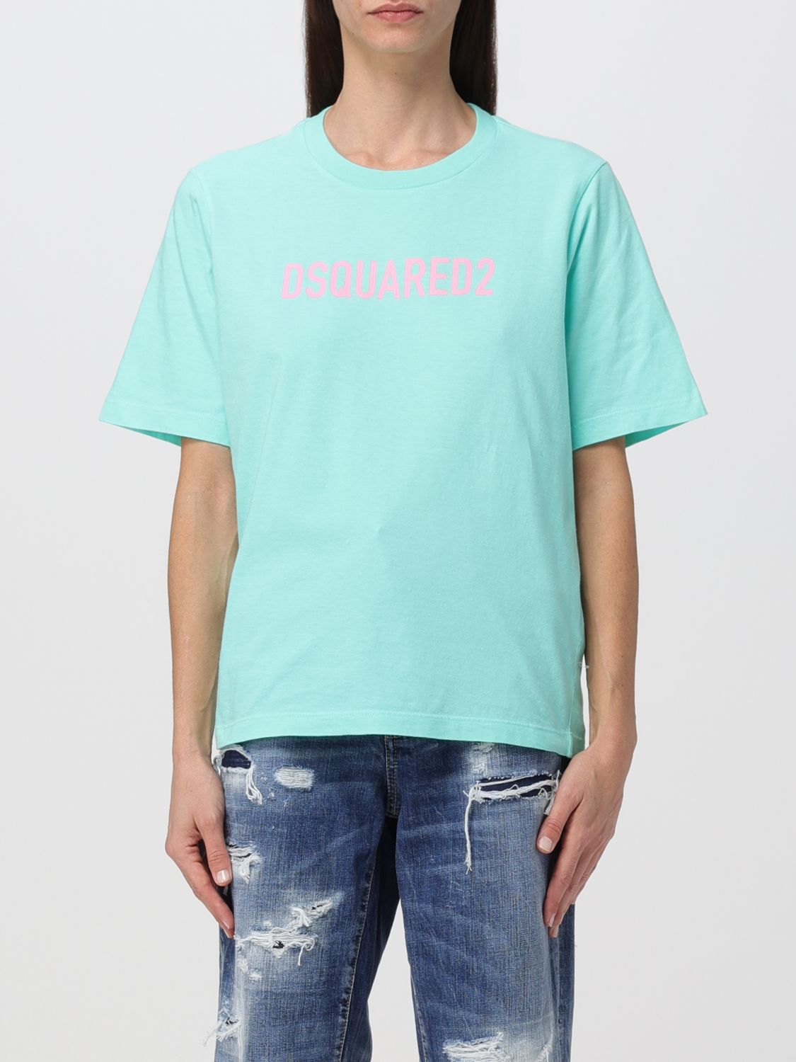 Dsquared2 T恤  女士 颜色 浅蓝色 In Gnawed Blue