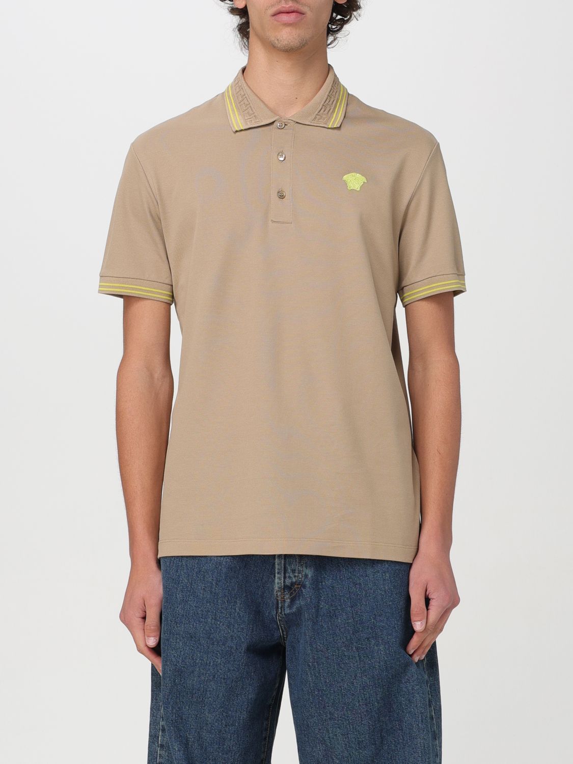 Versace Polo T-shirt In Beige