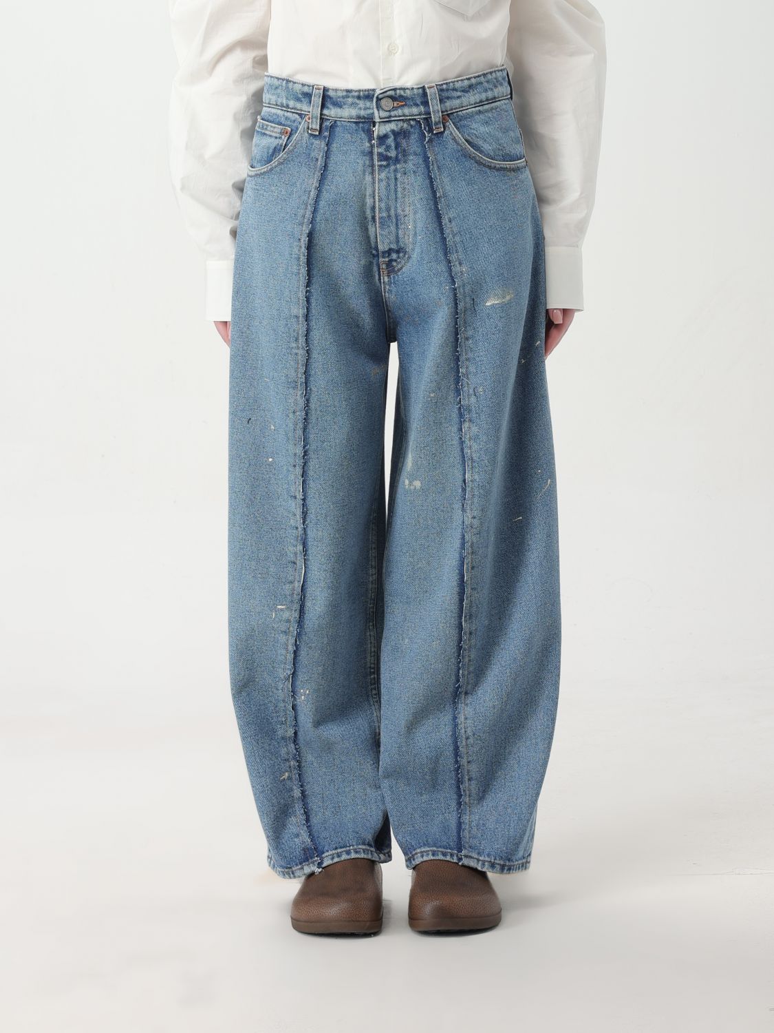 Shop Mm6 Maison Margiela Jeans  Woman Color Blue