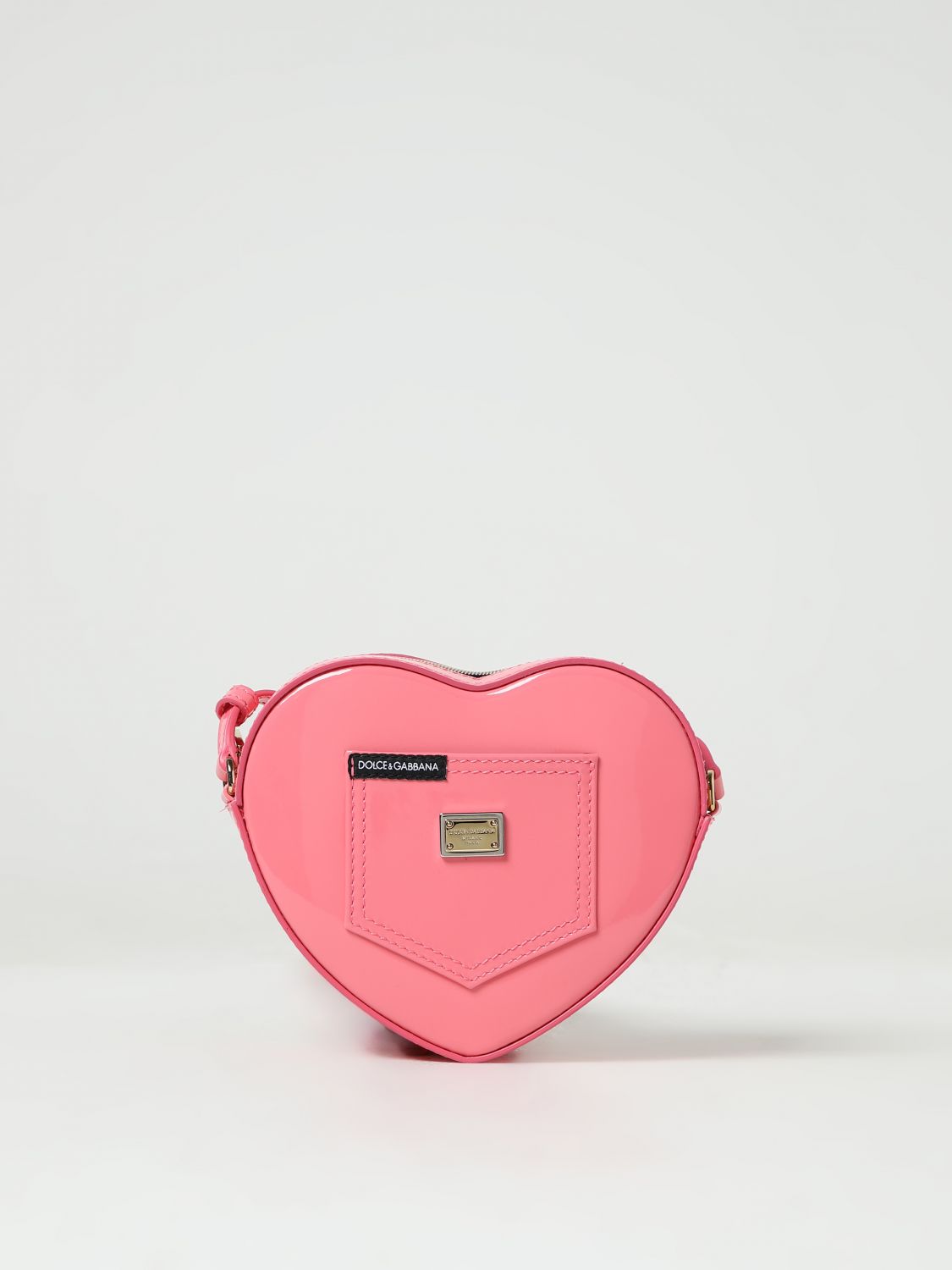 Dolce & Gabbana Heart Patent Leather Shoulder Bag In Pink