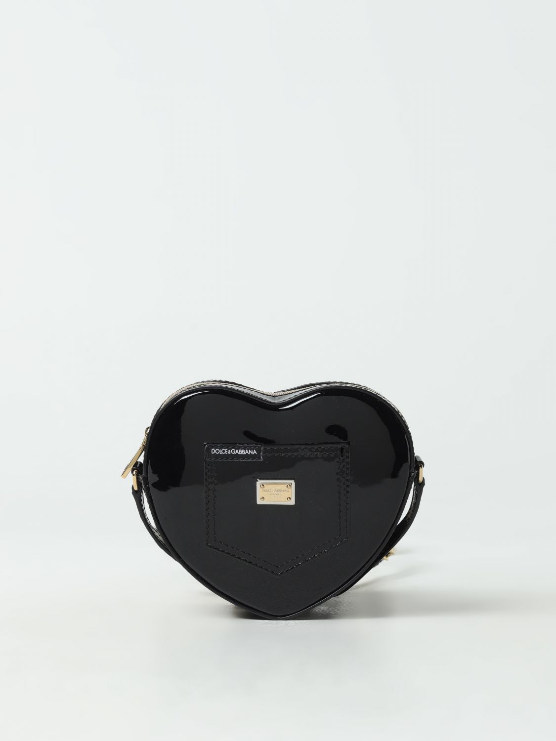 Dolce & Gabbana Kids Heart Zipped Shoulder Bag In Black