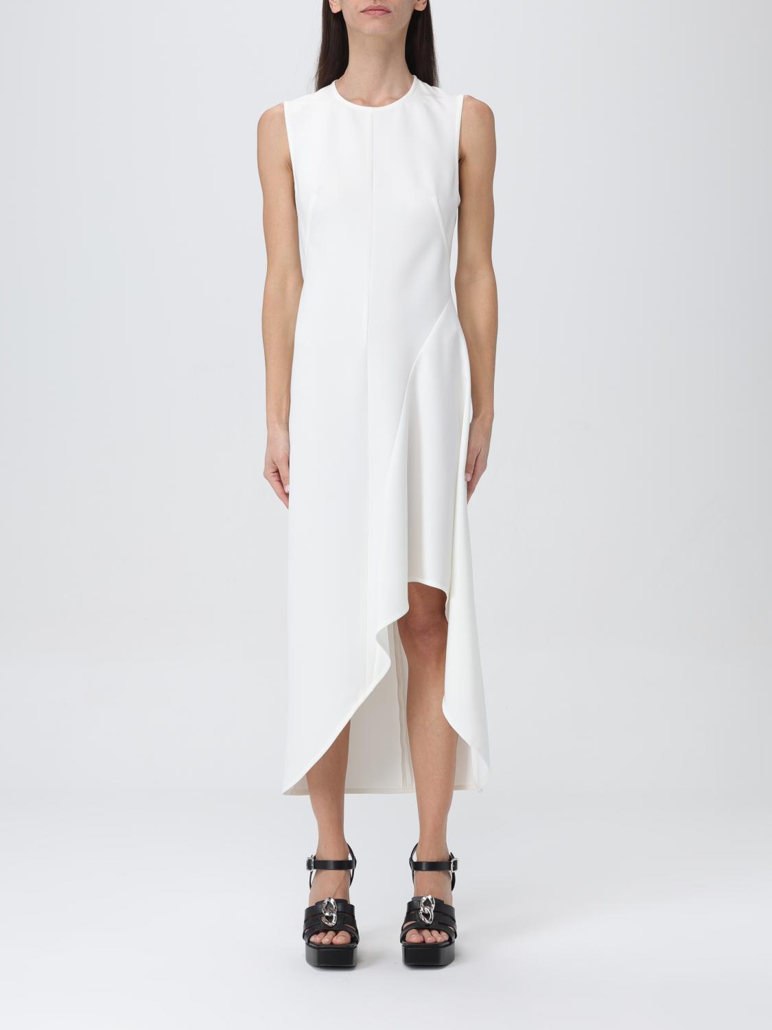 Moschino Asymmetrical Shutted Dress In White