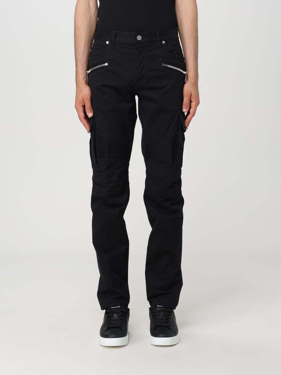 Balmain Men's Stretch Cotton Cargo Pants In Black