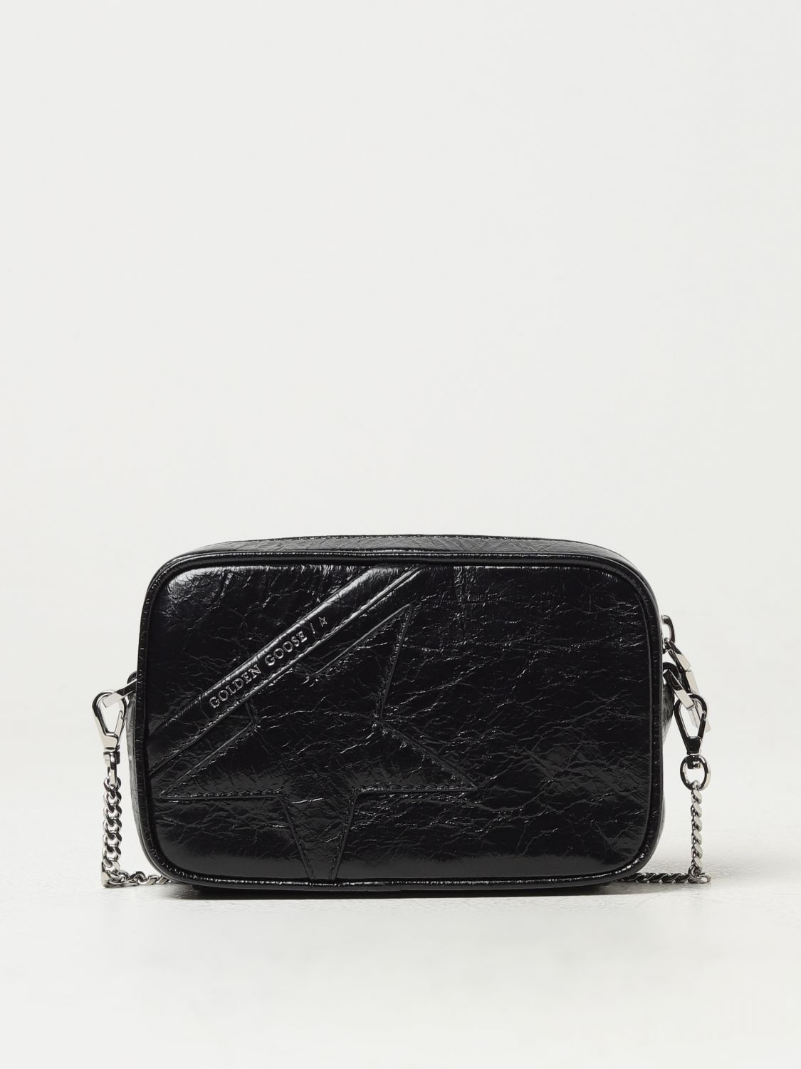 Shop Golden Goose Star Mini Bag In Crinkled Leather In Black