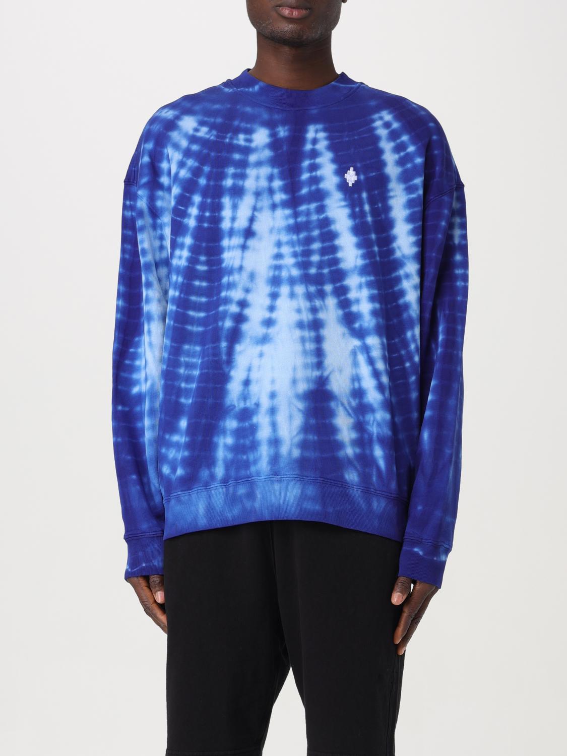 Marcelo Burlon County Of Milan Oversize Tie-dye Cotton Sweatshirt Embroidery In Blue