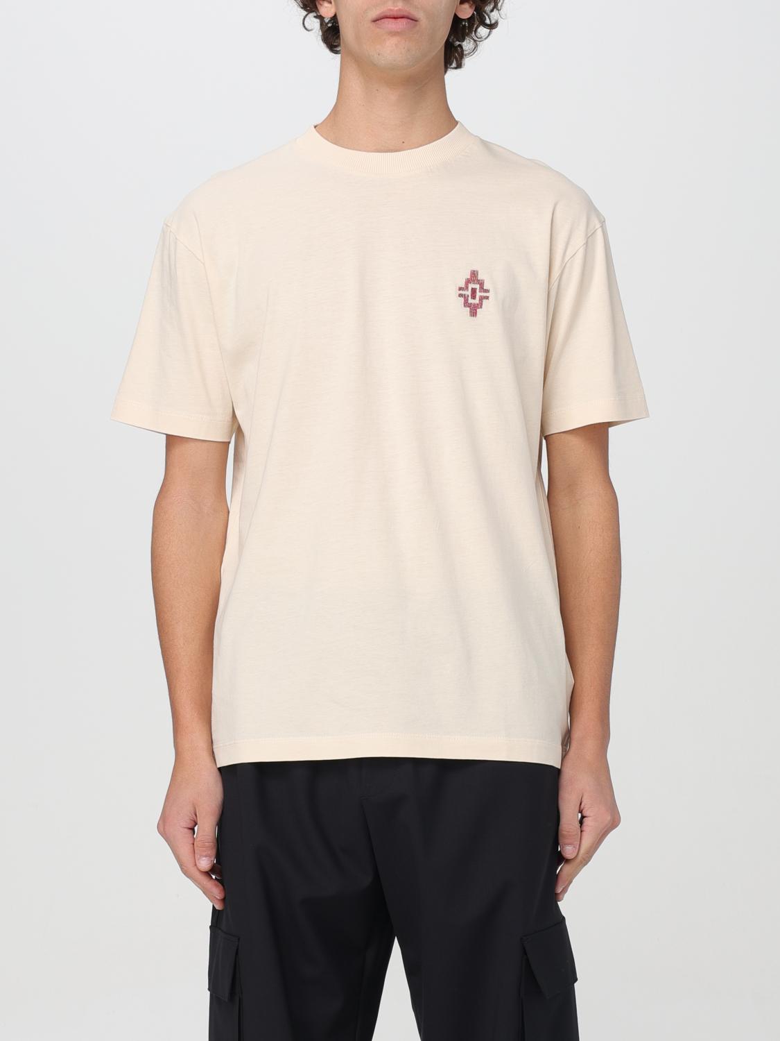 Marcelo Burlon County Of Milan Cross Embroidered Stretch Cotton T-shirt In Cream
