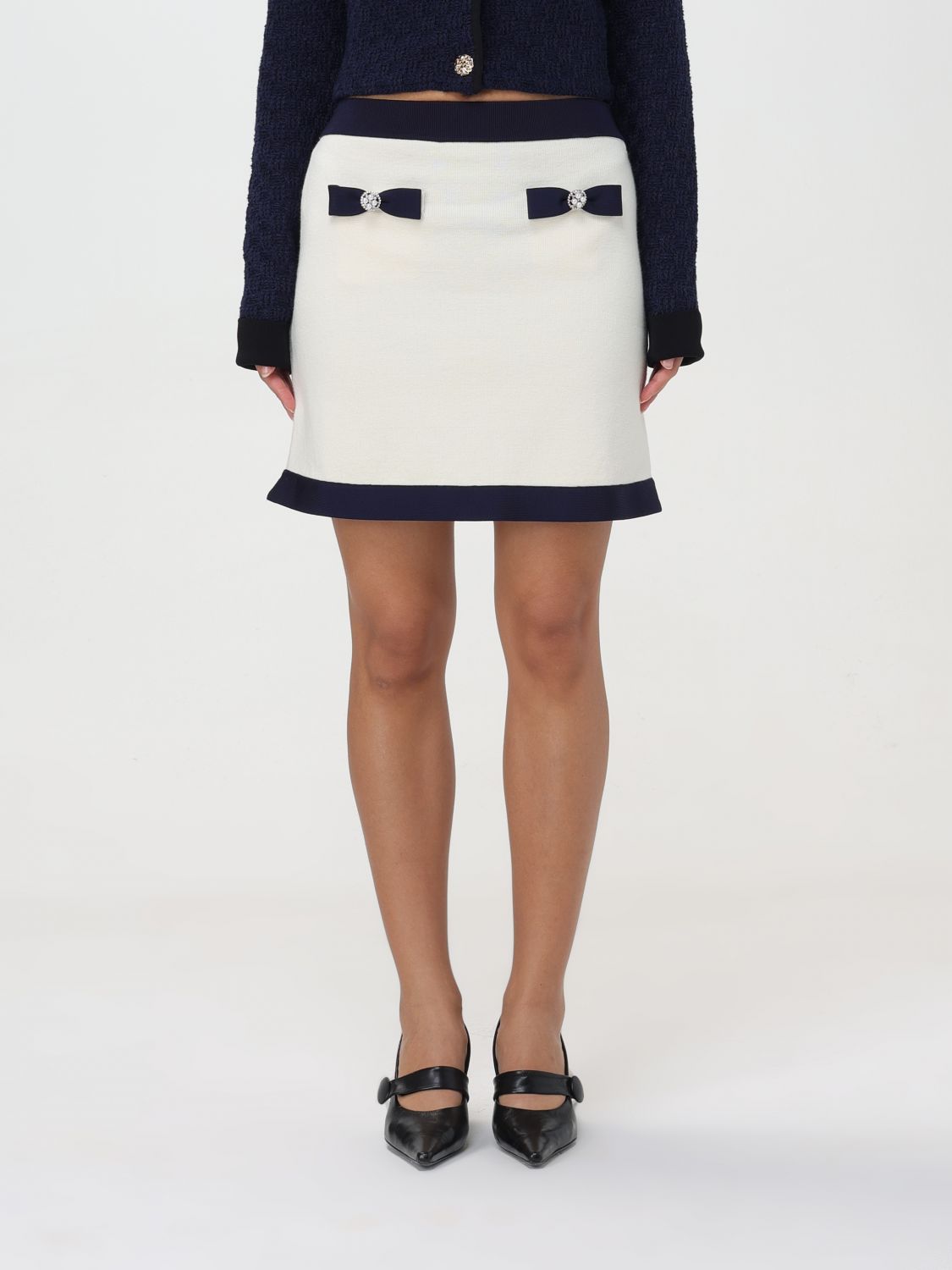 Shop Self-portrait Skirt  Woman Color Ivory