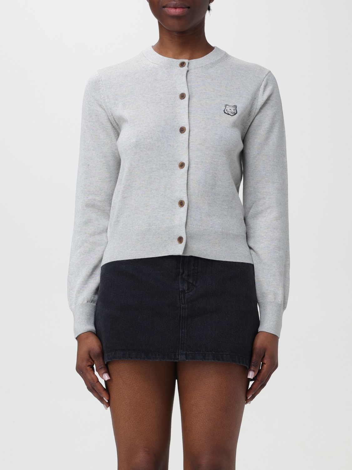 MAISON KITSUNÉ CARDIGAN MAISON KITSUNÉ WOMAN COLOR GREY,F18813020