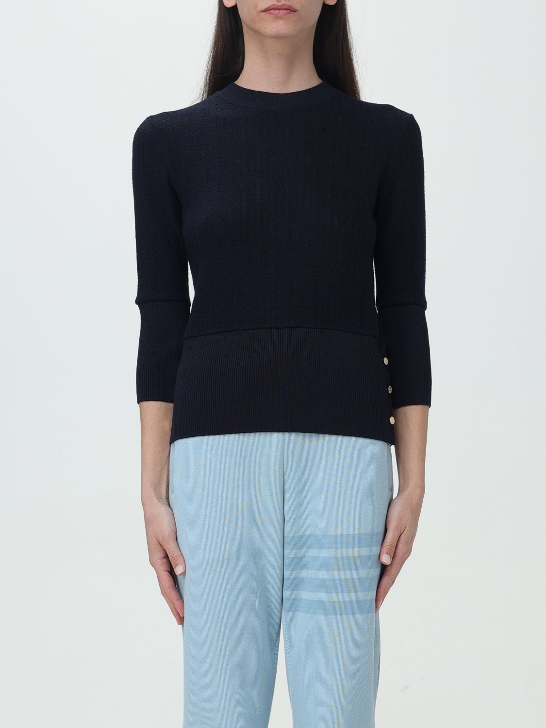 Shop Thom Browne Sweater  Woman Color Navy