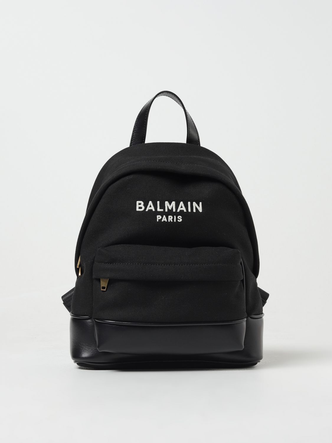 Balmain Logo-embroidered Cotton Backpack In Black