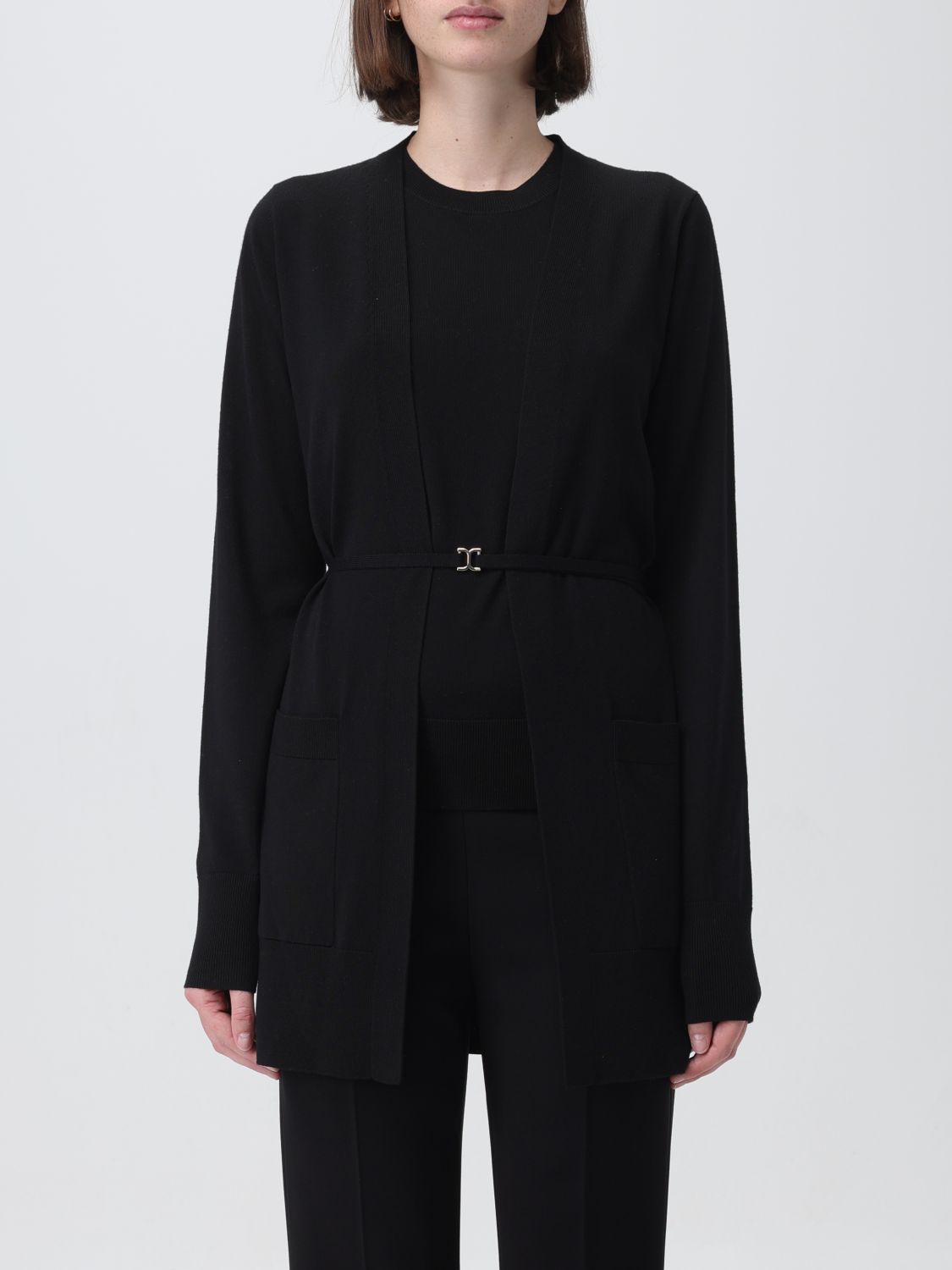Chloé Open-front Belted Cardigan In Black