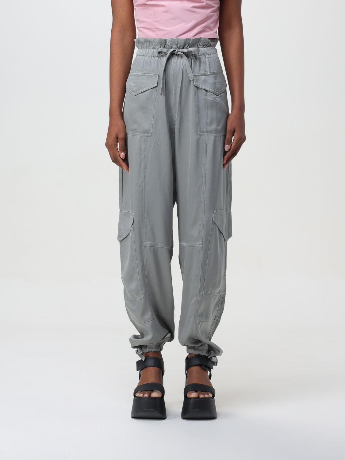 Shop Ganni Pants  Woman Color Grey