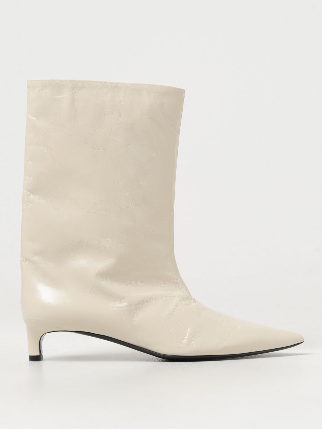 Jil Sander Pointed Toe Ankle Boots In Ivory