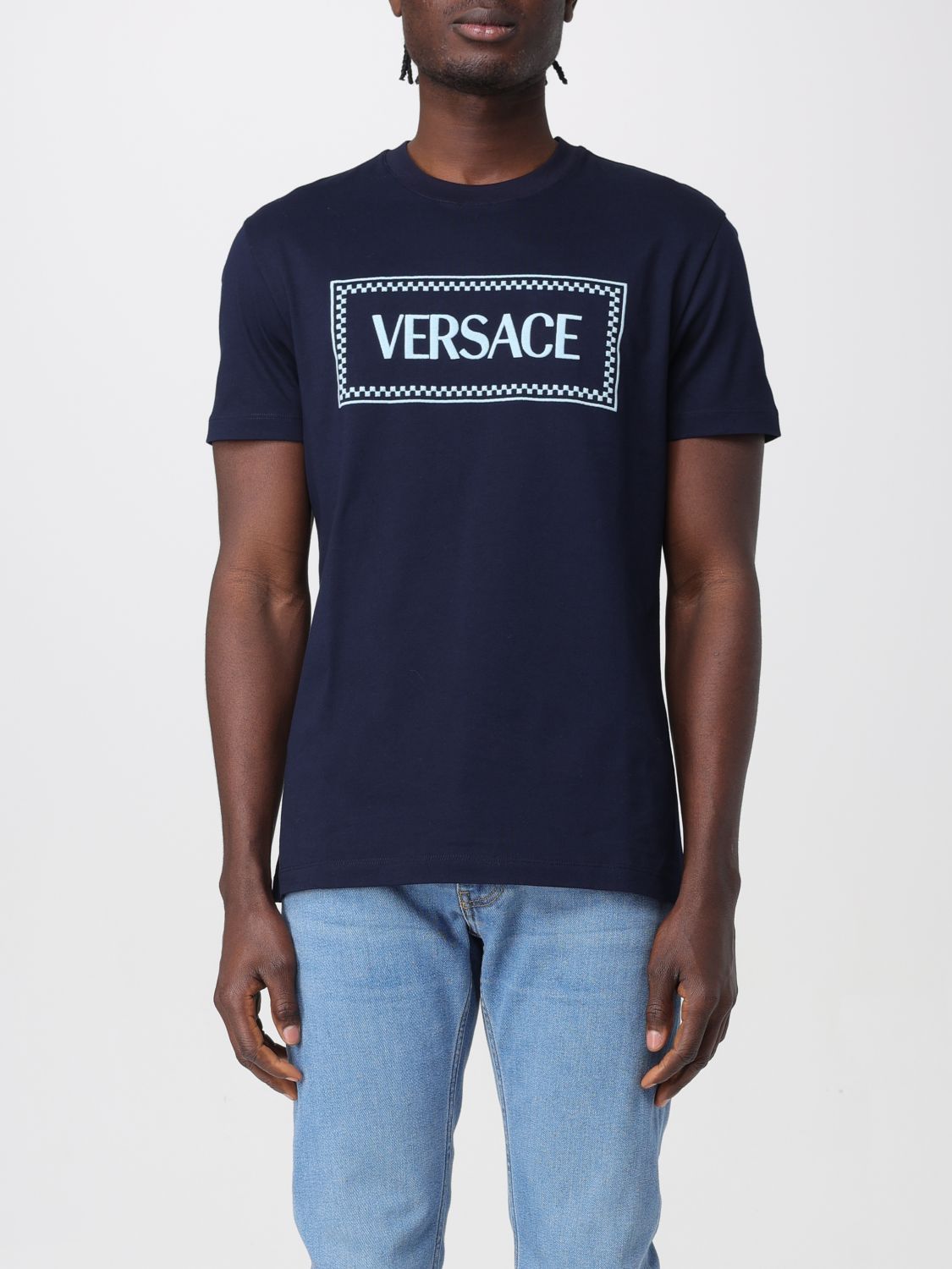 Shop Versace T-shirt  Men Color Navy