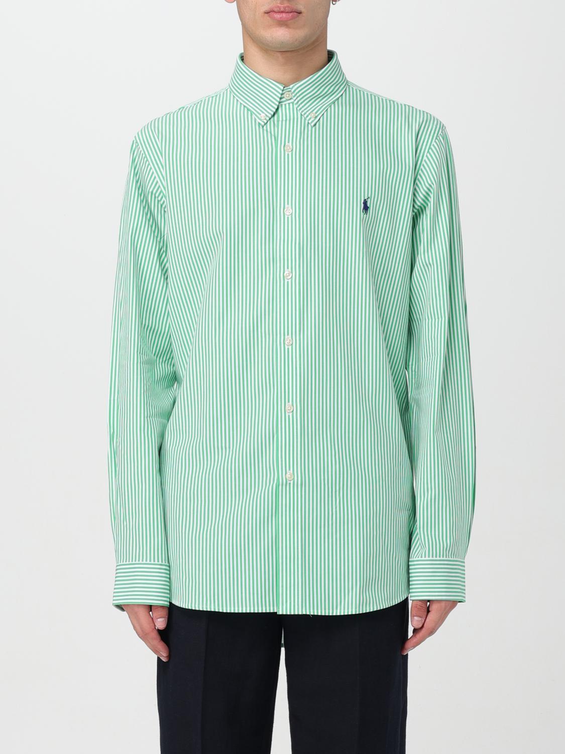 Ralph lauren green and white best sale striped shirt