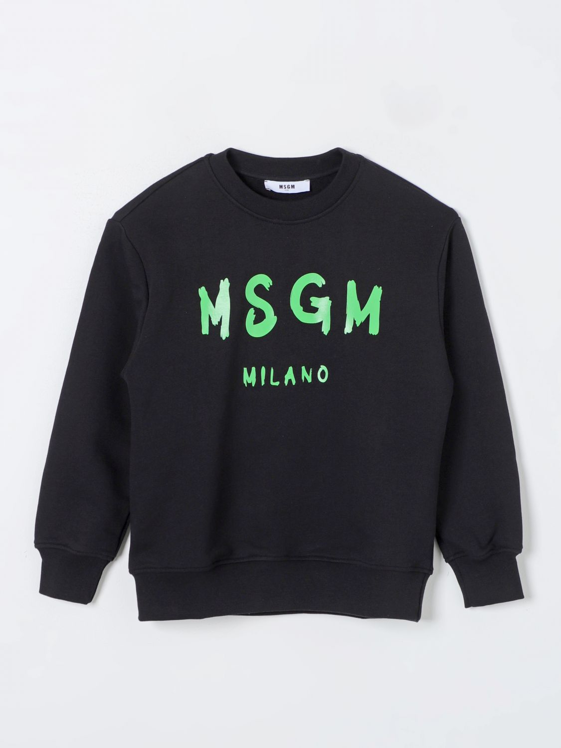 Msgm Kids'  Black Cotton Jersey Sweatshirt