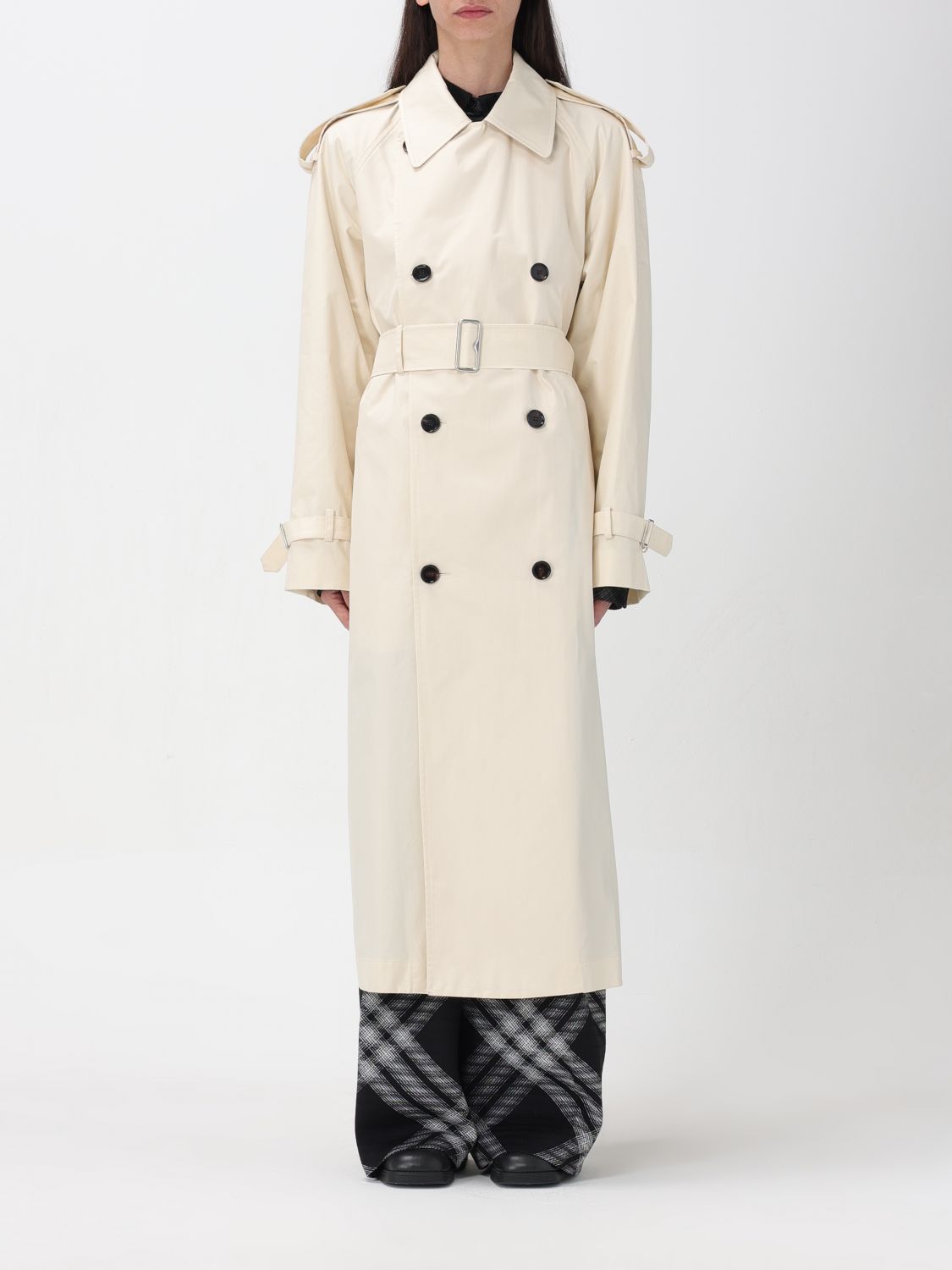 Shop Burberry Trench Coat  Woman Color Beige