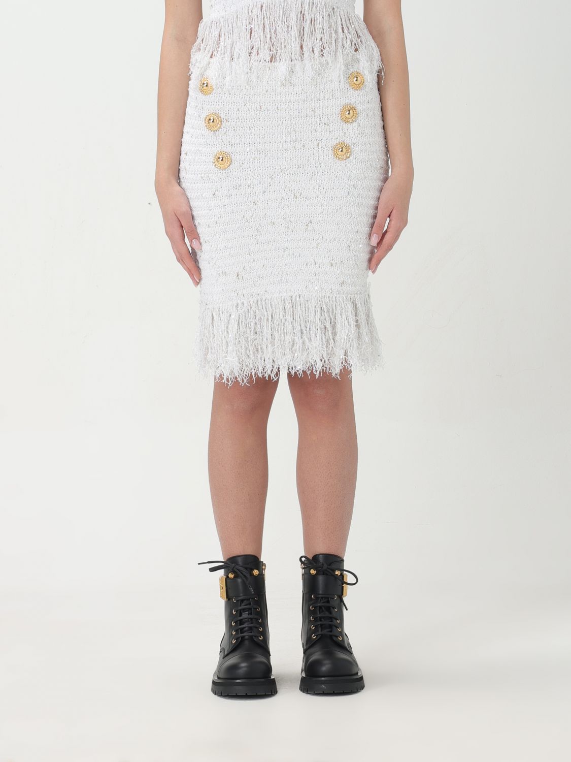 Shop Balmain Skirt  Woman Color White