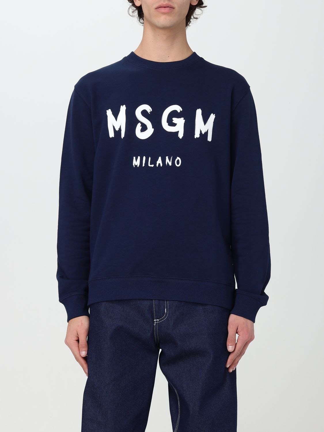 Shop Msgm Sweatshirt  Men Color Blue